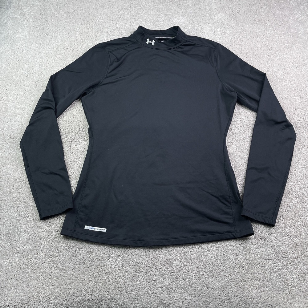 Under Armour Shirt Women XL Black Compression ColdGear Mock Neck Baselayer